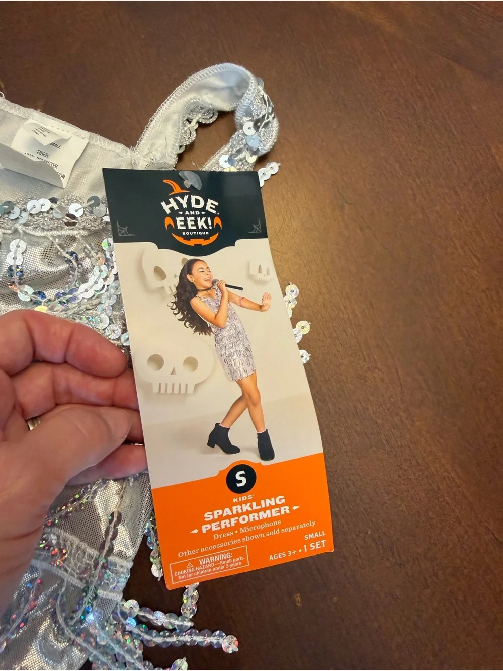 NWT Hyde & Eek Girls Sparkling Performer Costume Small Silver Sequin Halloween